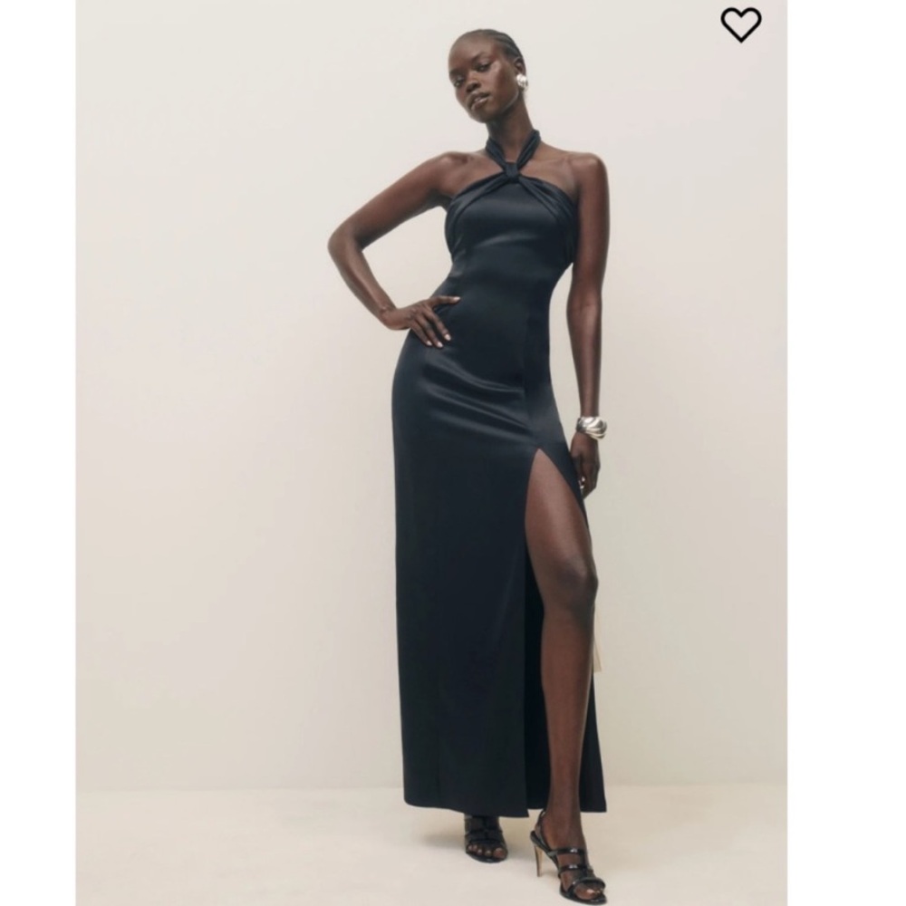 Reformation Kavi Satin Dress: Black NWT!